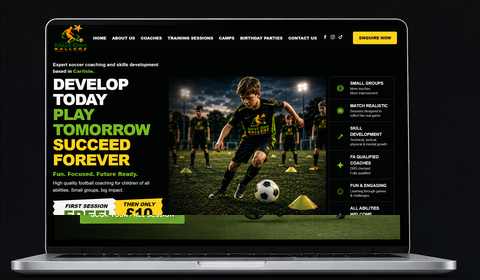 Next Gen Ballerz website displayed on a premium laptop